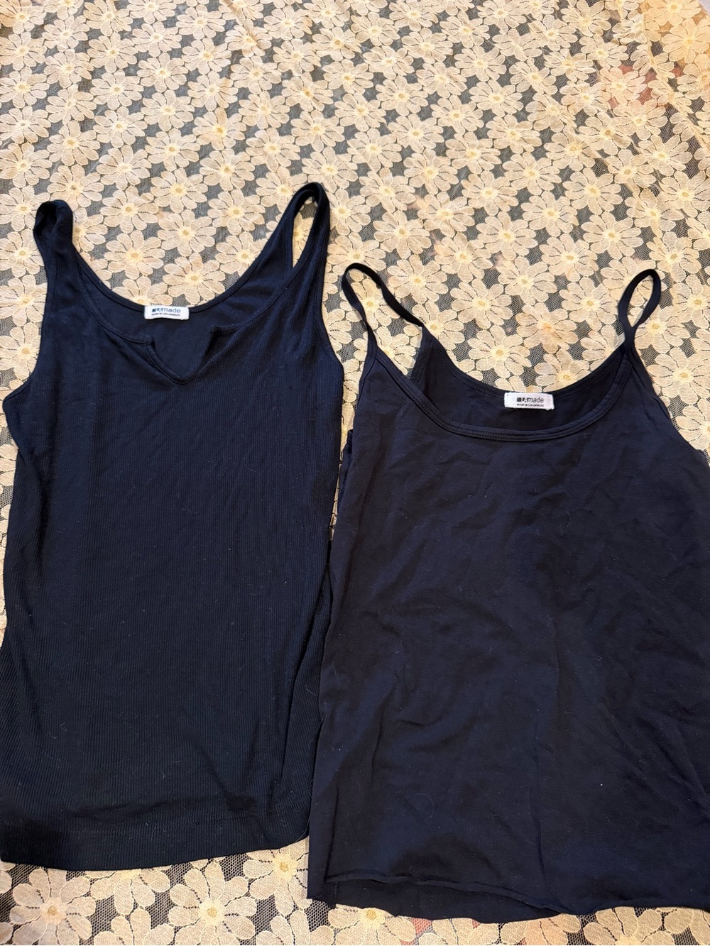 LA Made Black Double Tank Set - Scoop & Spaghetti Straps
